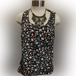 Forever 21 Black Floral Sleeveless Office Blouse Size M